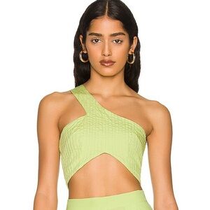 Chic One-Shoulder Lime Top